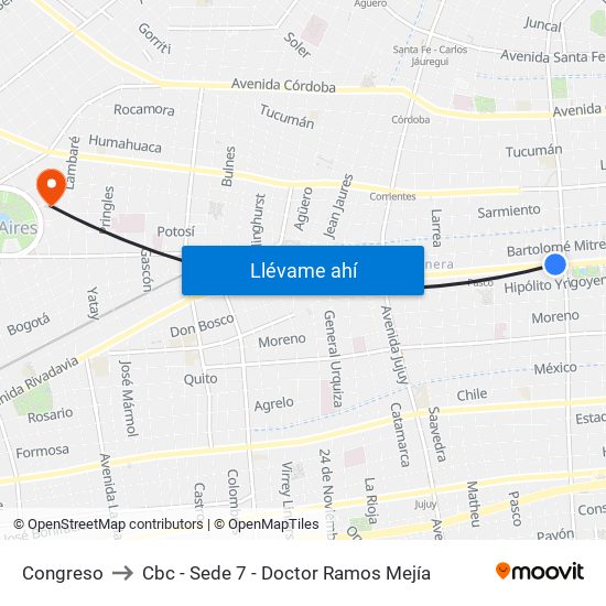 Congreso to Cbc - Sede 7 - Doctor Ramos Mejía map
