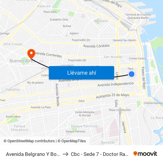 Avenida Belgrano Y Bolívar (24) to Cbc - Sede 7 - Doctor Ramos Mejía map