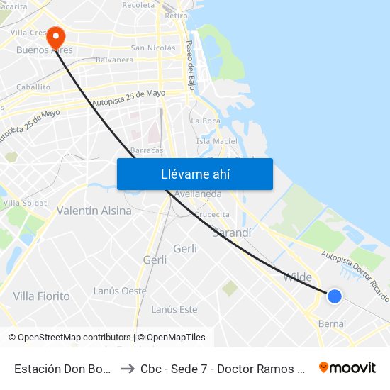 Estación Don Bosco to Cbc - Sede 7 - Doctor Ramos Mejía map