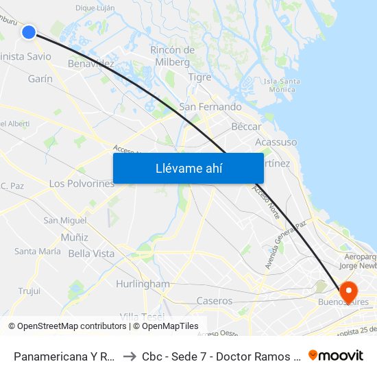 Panamericana Y Rp 26 to Cbc - Sede 7 - Doctor Ramos Mejía map