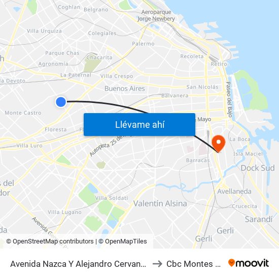 Avenida Nazca Y Alejandro Cervantes (84 - 110) to Cbc Montes De Oca map