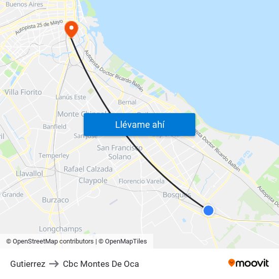 Gutierrez to Cbc Montes De Oca map