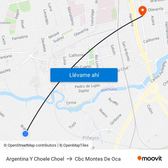 Argentina Y Choele Choel to Cbc Montes De Oca map