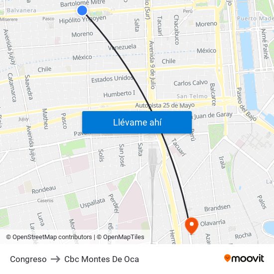 Congreso to Cbc Montes De Oca map