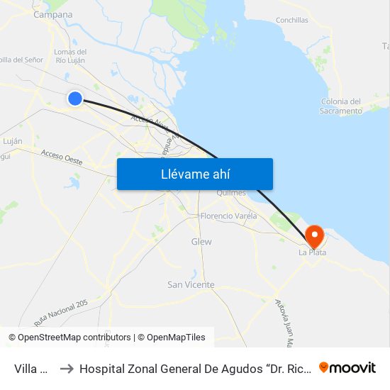 Villa Rosa to Hospital Zonal General De Agudos “Dr. Ricardo Gutiérrez” map