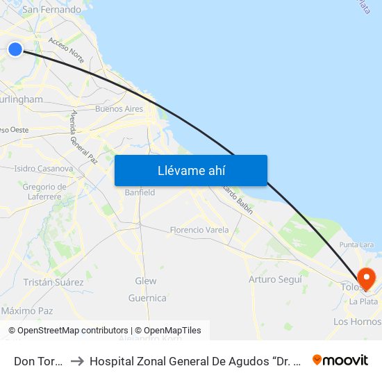 Don Torcuato to Hospital Zonal General De Agudos “Dr. Ricardo Gutiérrez” map