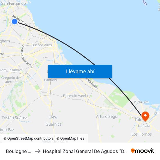 Boulogne Sur Mer to Hospital Zonal General De Agudos “Dr. Ricardo Gutiérrez” map