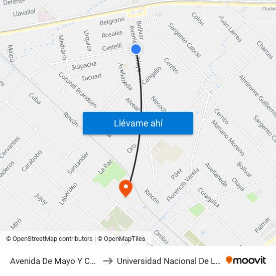 Avenida De Mayo Y Chacabuco to Universidad Nacional De La Matanza map