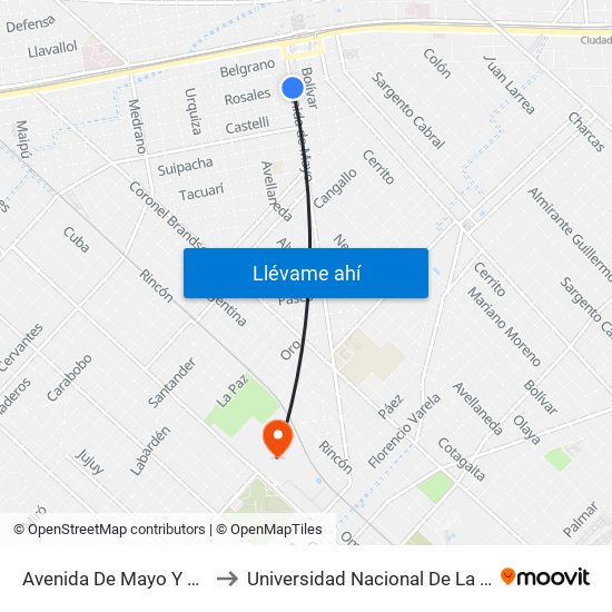 Avenida De Mayo Y Rosales to Universidad Nacional De La Matanza map