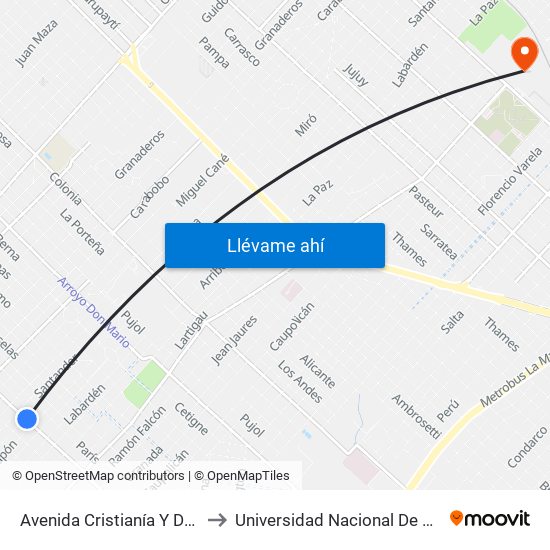 Avenida Cristianía Y Del Bañado to Universidad Nacional De La Matanza map