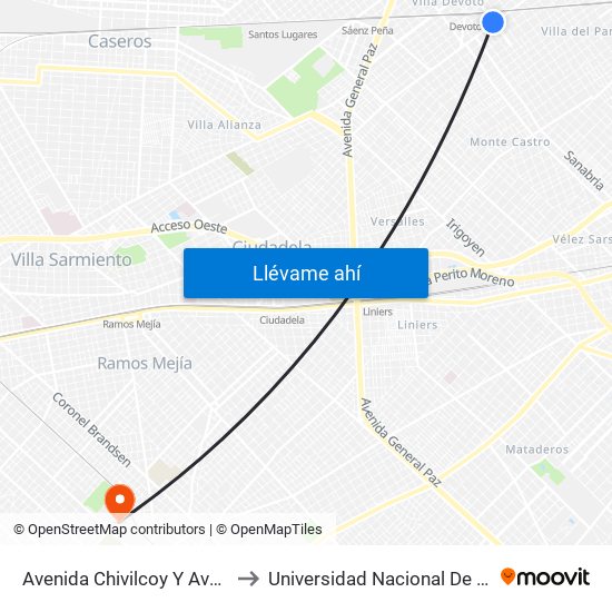 Avenida Chivilcoy Y Avenida Beiró to Universidad Nacional De La Matanza map