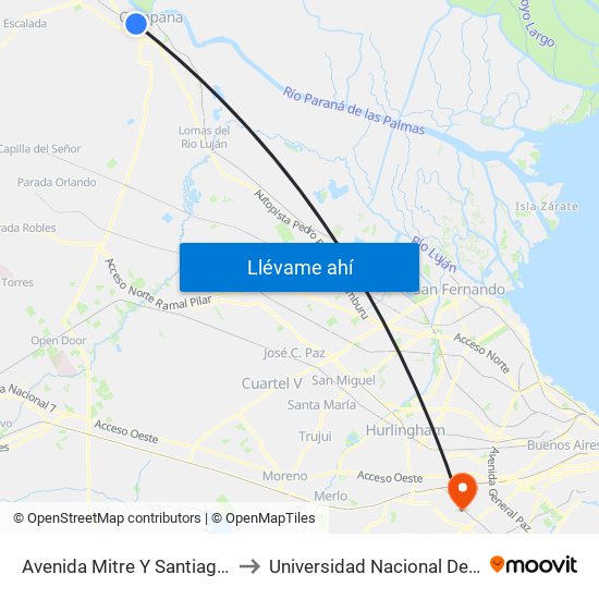 Avenida Mitre Y Santiago Del Estero to Universidad Nacional De La Matanza map