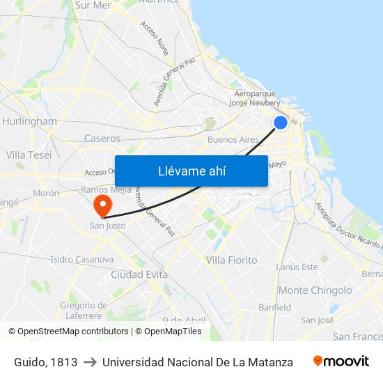 Guido, 1813 to Universidad Nacional De La Matanza map