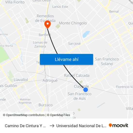 Camino De Cintura Y Paso to Universidad Nacional De Lanús map