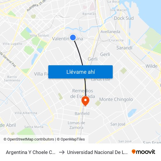 Argentina Y Choele Choel to Universidad Nacional De Lanús map