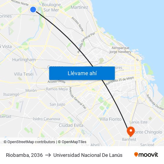 Riobamba, 2036 to Universidad Nacional De Lanús map