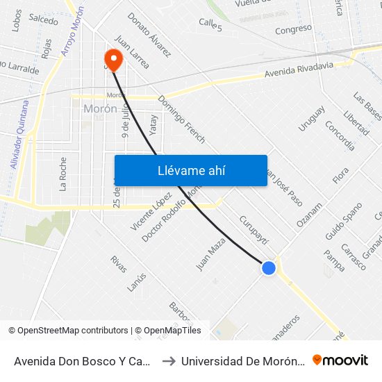Avenida Don Bosco Y Camino De Cintura to Universidad De Morón Sede Central map