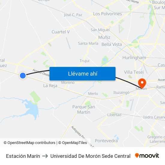 Estación Marín to Universidad De Morón Sede Central map