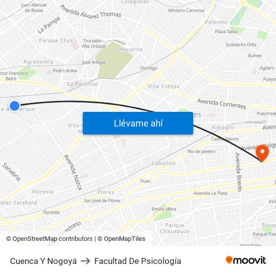 Cuenca Y Nogoyá to Facultad De Psicología map