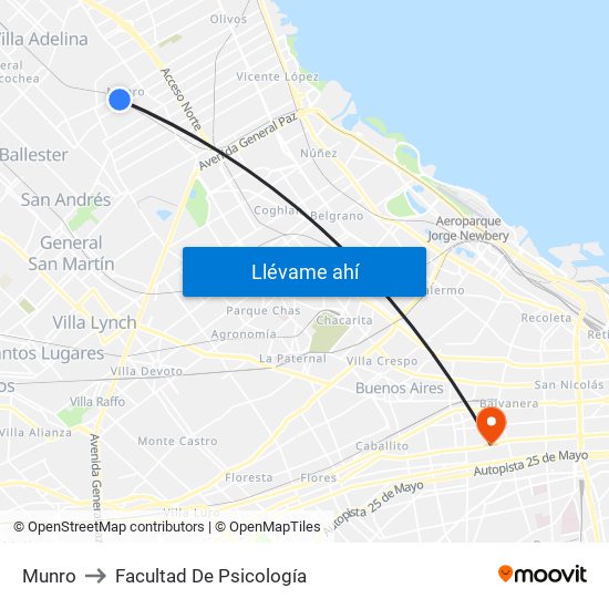 Munro to Facultad De Psicología map