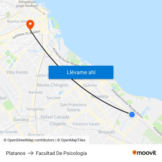 Platanos to Facultad De Psicología map