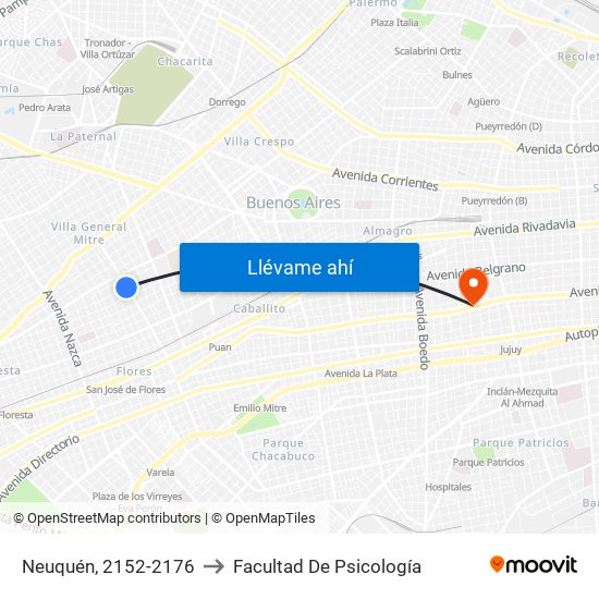 Neuquén, 2152-2176 to Facultad De Psicología map