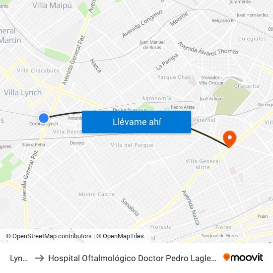 Lynch to Hospital Oftalmológico Doctor Pedro Lagleyze map