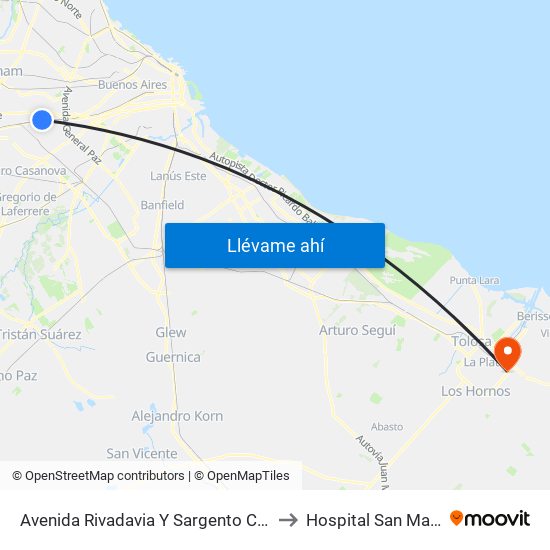 Avenida Rivadavia Y Sargento Cabral to Hospital San Martín map