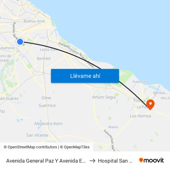 Avenida General Paz Y Avenida Eva Perón to Hospital San Martín map