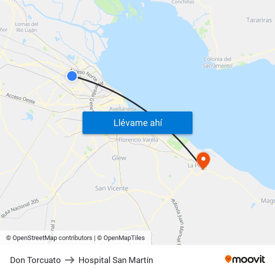 Don Torcuato to Hospital San Martín map