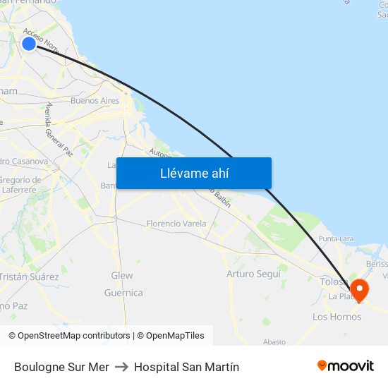 Boulogne Sur Mer to Hospital San Martín map