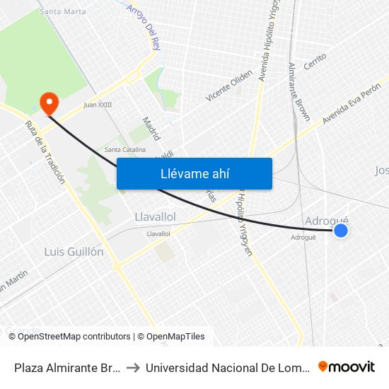 Plaza Almirante Brown, 303 to Universidad Nacional De Lomas De Zamora map