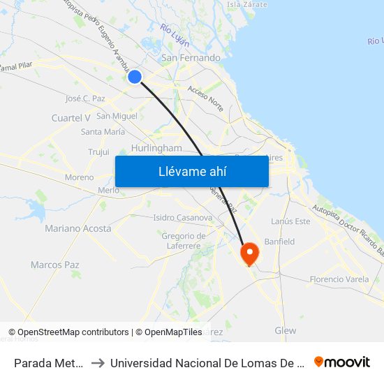Parada Metalsa to Universidad Nacional De Lomas De Zamora map