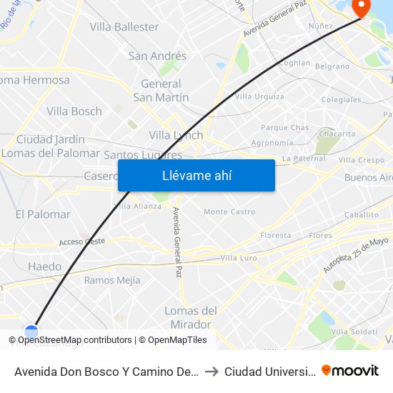 Avenida Don Bosco Y Camino De Cintura to Ciudad Universitaria map