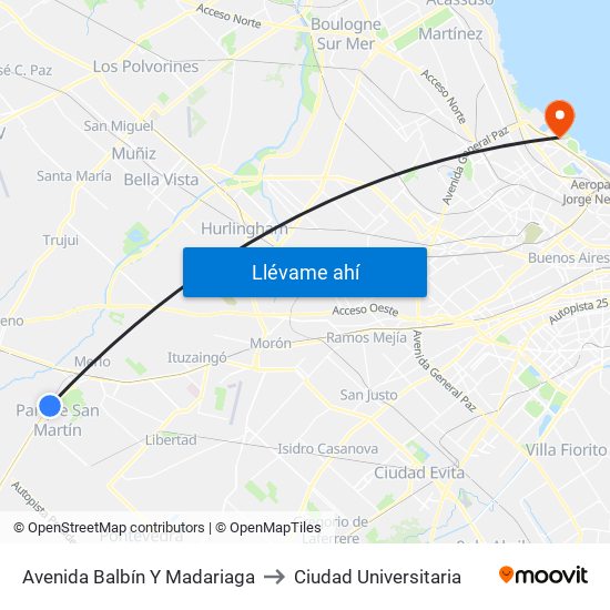 Avenida Balbín Y Madariaga to Ciudad Universitaria map