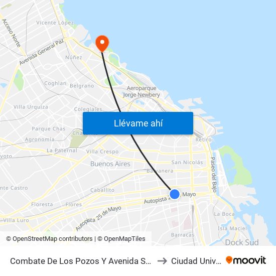 Combate De Los Pozos Y Avenida San Juan (12 - 37 - 84) to Ciudad Universitaria map