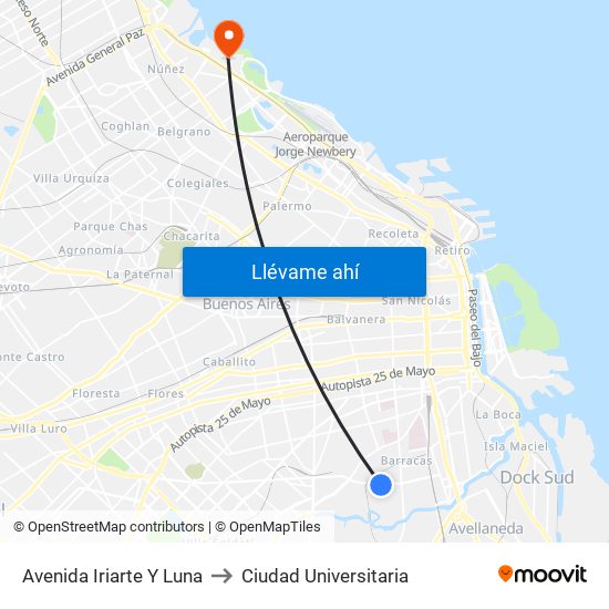 Avenida Iriarte Y Luna to Ciudad Universitaria map