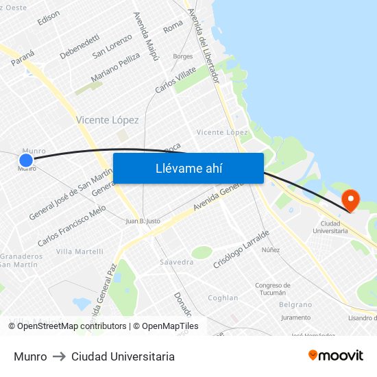 Munro to Ciudad Universitaria map