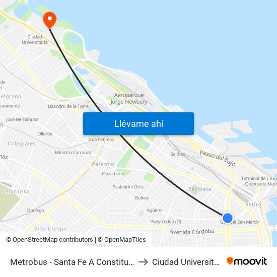 Metrobus - Santa Fe A Constitución to Ciudad Universitaria map