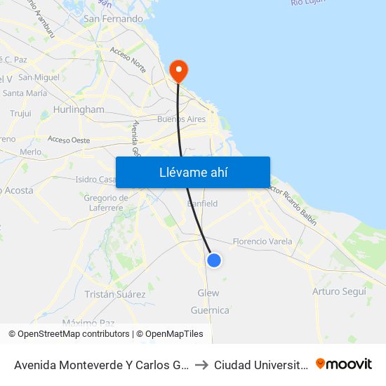 Avenida Monteverde Y Carlos Gardel to Ciudad Universitaria map