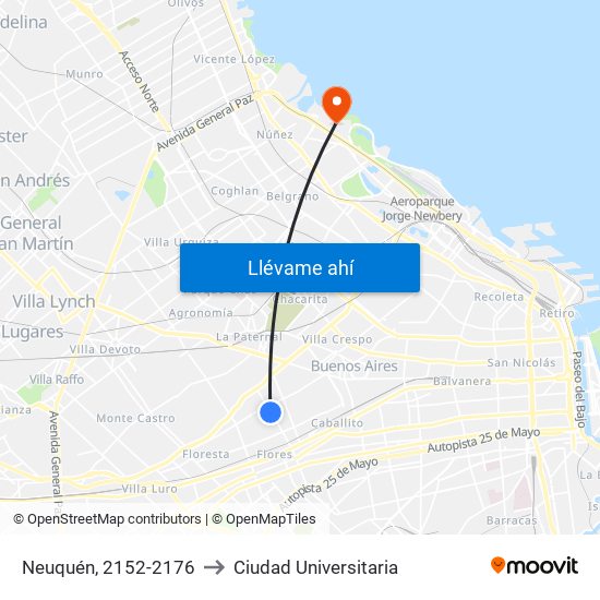 Neuquén, 2152-2176 to Ciudad Universitaria map
