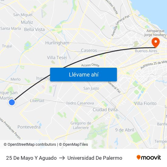 25 De Mayo Y Aguado to Universidad De Palermo map