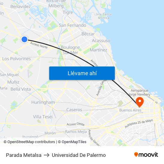 Parada Metalsa to Universidad De Palermo map