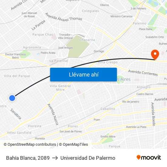 Bahía Blanca, 2089 to Universidad De Palermo map