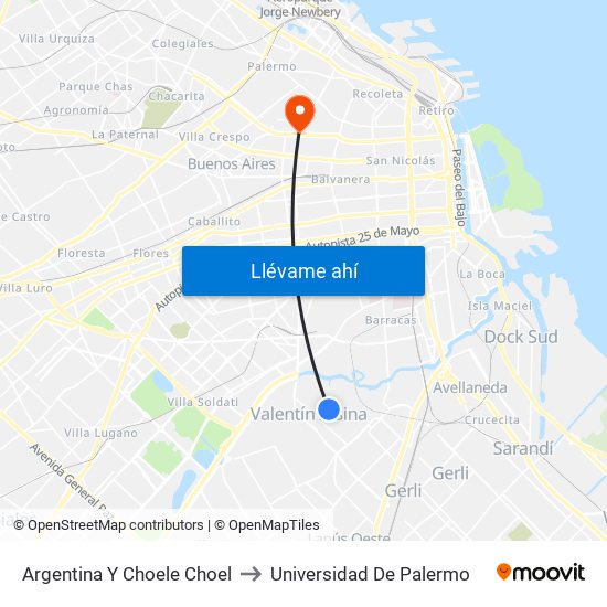 Argentina Y Choele Choel to Universidad De Palermo map