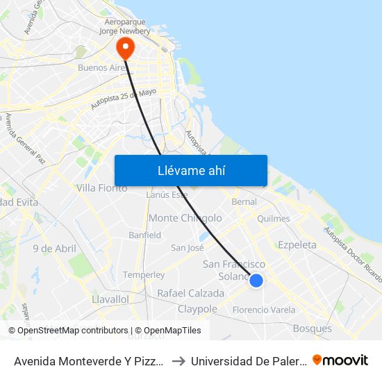 Avenida Monteverde Y Pizzurno to Universidad De Palermo map