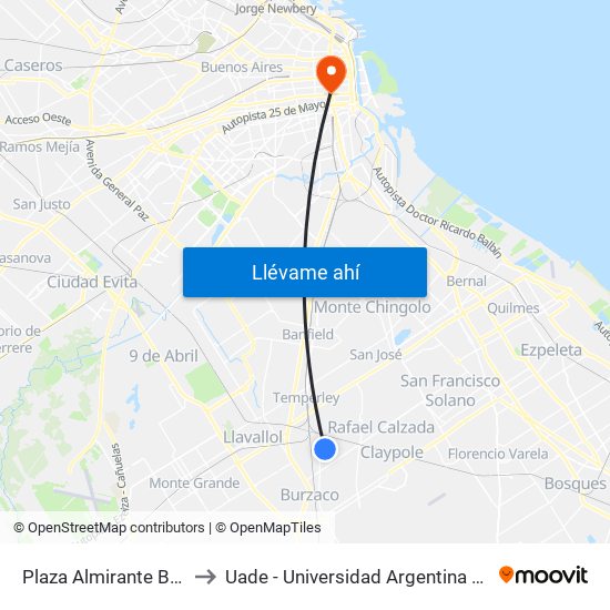 Plaza Almirante Brown, 303 to Uade - Universidad Argentina De La Empresa map