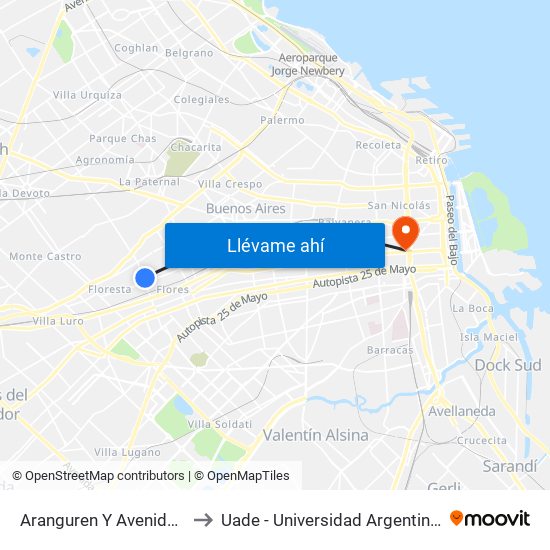 Aranguren Y Avenida Nazca (172) to Uade - Universidad Argentina De La Empresa map