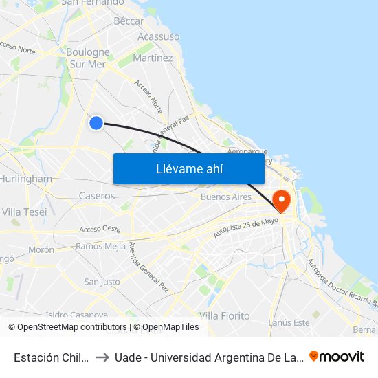 Estación Chilavert to Uade - Universidad Argentina De La Empresa map