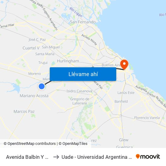 Avenida Balbín Y Madariaga to Uade - Universidad Argentina De La Empresa map